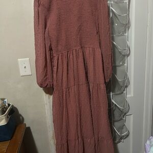 Chic Long Sleeve Dusty Rose Dress